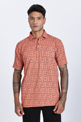 MazeFlick Luxe Patterned Polo T-Shirt MazeFlick Luxe Patterned Polo T-Shirt