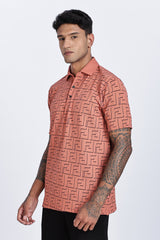 MazeFlick Luxe Patterned Polo T-Shirt MazeFlick Luxe Patterned Polo T-Shirt
