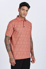 MazeFlick Luxe Patterned Polo T-Shirt MazeFlick Luxe Patterned Polo T-Shirt