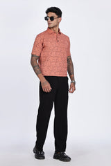 MazeFlick Luxe Patterned Polo T-Shirt MazeFlick Luxe Patterned Polo T-Shirt
