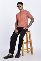 MazeFlick Luxe Patterned Polo T-Shirt MazeFlick Luxe Patterned Polo T-Shirt
