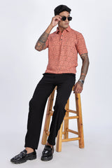 MazeFlick Luxe Patterned Polo T-Shirt MazeFlick Luxe Patterned Polo T-Shirt