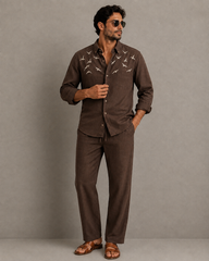 Rich Rover Daily wear Embroidery Linen Men's Co-ord Set