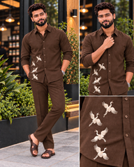 Designer Embroidered Co-Ord Set | Full Sleeve Shirt & Trouser Set | Stylish Men’s Outfit