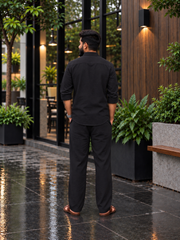 Rich Rover Linen Men's Co-ord Set - Black