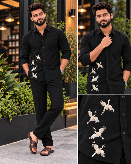 Designer Embroidered Co-Ord Set | Full Sleeve Shirt & Trouser Set | Stylish Men’s Outfit