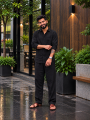 Rich Rover Linen Men's Co-ord Set - Black