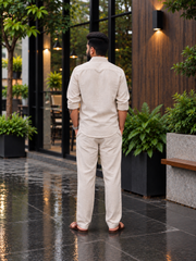 Rich Rover Linen Men's Co-ord Set - Beige