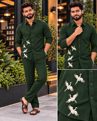 Designer Embroidered Co-Ord Set | Full Sleeve Shirt & Trouser Set | Stylish Men’s Outfit