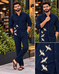 Designer Embroidered Co-Ord Set | Full Sleeve Shirt & Trouser Set | Stylish Men’s Outfit