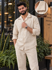 Men's Cuban Collar Cotton Relaxed Fit Co-ord Set