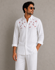 Rich Rover Daily wear Embroidery Linen Men's Co-ord Set