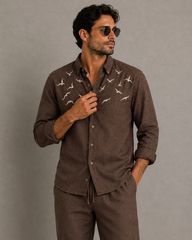 Rich Rover Daily wear Embroidery Linen Men's Co-ord Set