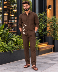 Designer Embroidered Co-Ord Set | Full Sleeve Shirt & Trouser Set | Stylish Men’s Outfit