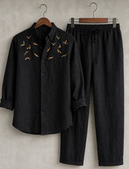 Rich Rover Daily wear Embroidery Linen Men's Co-ord Set