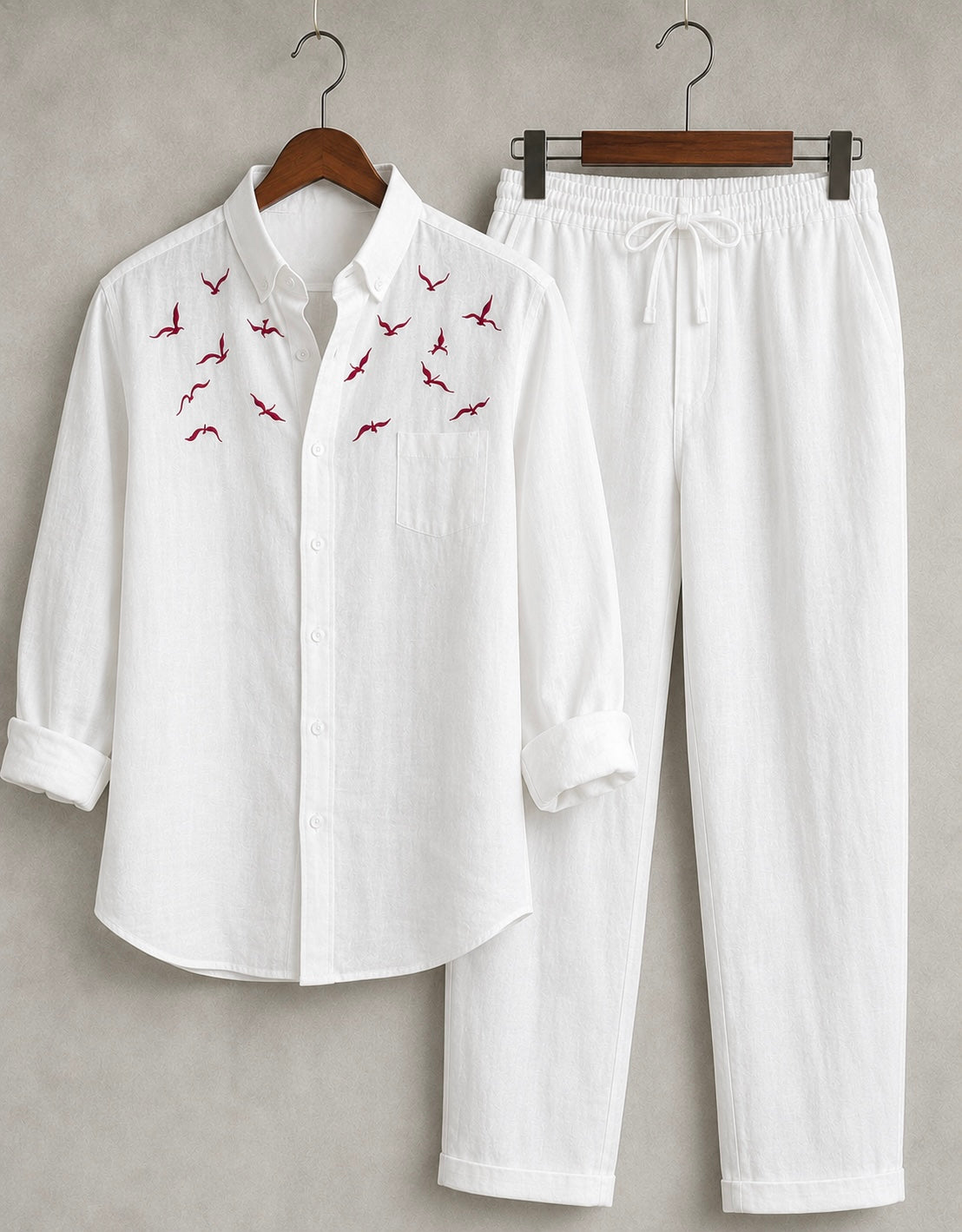 Rich Rover Daily wear Embroidery Linen Men's Co-ord Set
