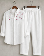 Rich Rover Daily wear Embroidery Linen Men's Co-ord Set