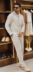 Men's Premium Ecru Linen Blend Relaxed Fit Co-ord Set