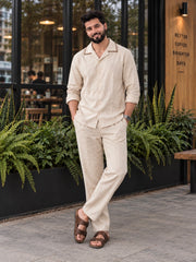 Men's Cuban Collar Cotton Relaxed Fit Co-ord Set