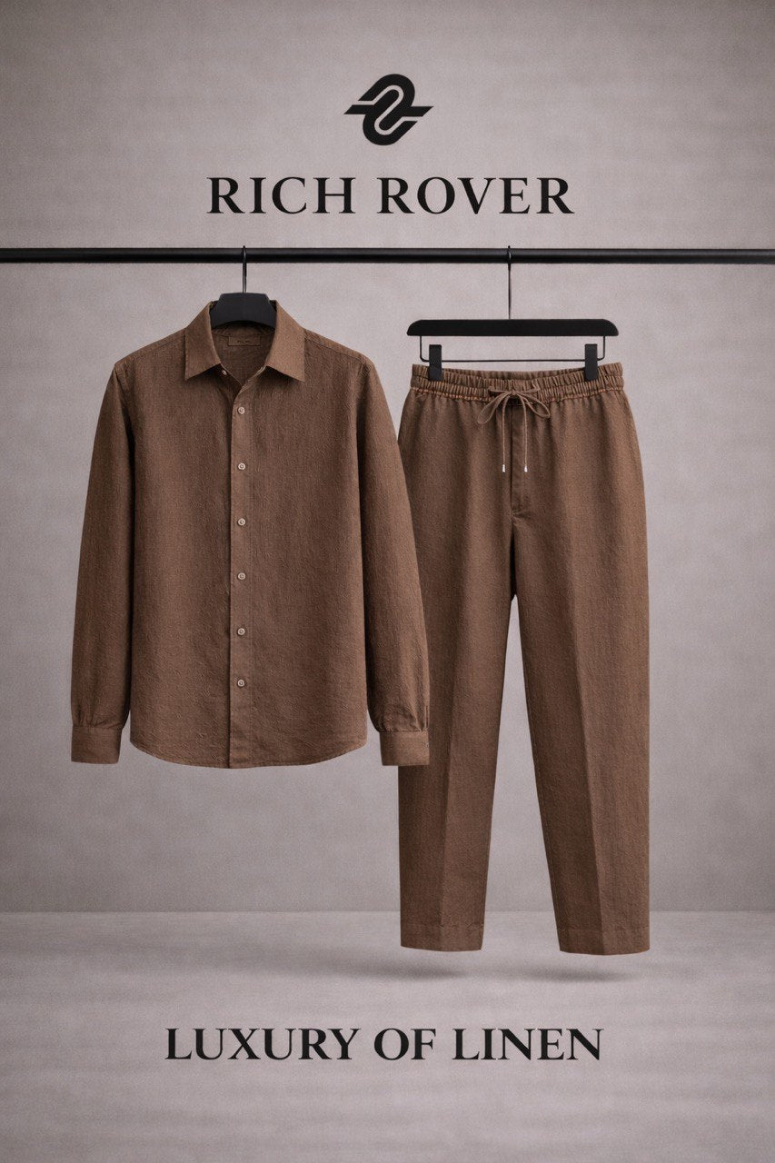 Old Money Linen Tshirt and Trosuer Men's Set