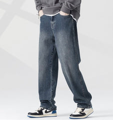 Men's Dark Blue Relaxed Fit Baggy Jeans