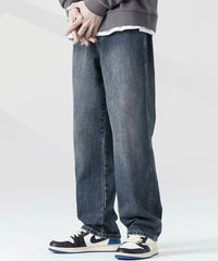 Men's Dark Blue Relaxed Fit Baggy Jeans