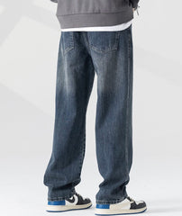 Men's Dark Blue Relaxed Fit Baggy Jeans