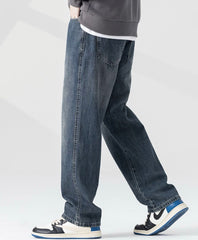 Men's Dark Blue Relaxed Fit Baggy Jeans