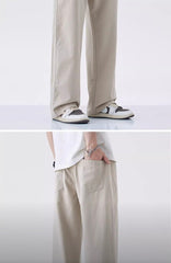 Men's Oversized Relaxed Fit Beige Casual Trousers