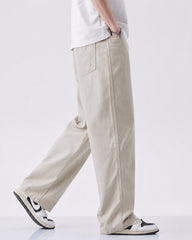 Men's Oversized Relaxed Fit Beige Casual Trousers