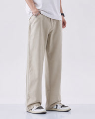 Men's Oversized Relaxed Fit Beige Casual Trousers