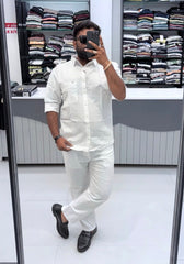 Premium Top & Bottom Soft Cotton Linen Cord Set