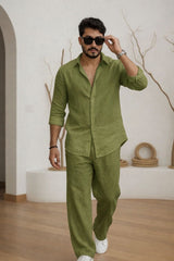Straight Fit Cotton Linen Co-ord Set | Trend Edition