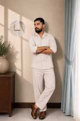 Men's Cuban Collar Cotton Relaxed Fit Co-ord Set