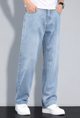 Men's Korean Style Baggy Light Blue Denim Trousers