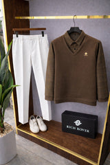 Knit Tshirt and Korean Trosuer Men's Set