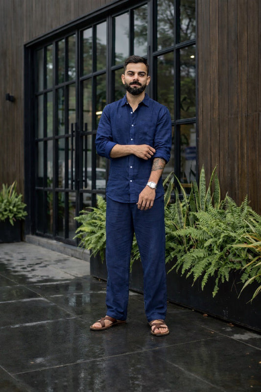 Rich Rover Linen Men's Co-ord Set - Navy