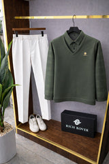 Knit Tshirt and Korean Trosuer Men's Set