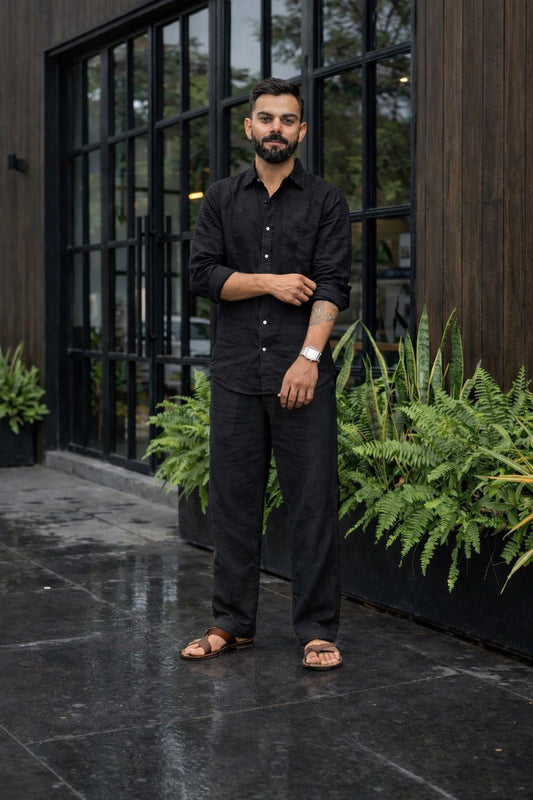 Rich Rover Linen Men's Co-ord Set - Black