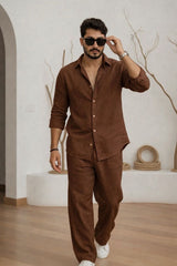 Straight Fit Cotton Linen Co-ord Set | Trend Edition