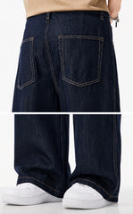 Men's Oversized Straight Fit Indigo Denim Jeans