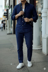 Top & Bottom Premium Soft Cotton Linen Cord Set