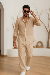 Straight Fit Cotton Linen Co-ord Set | Trend Edition