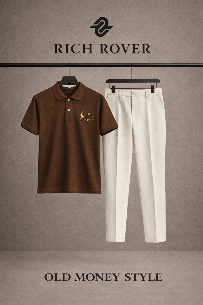 Old Money RR Polo Tshirt and Korean Trosuer Men's Set