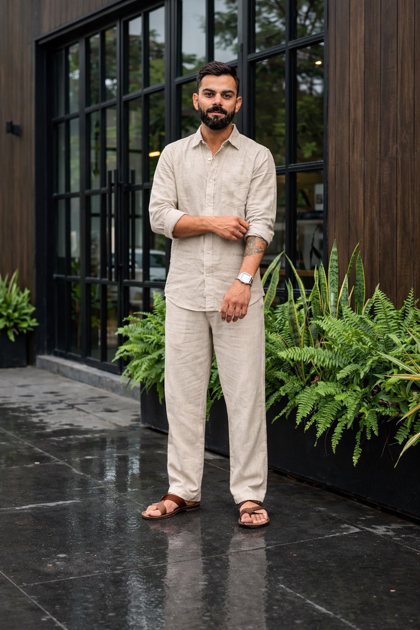 Rich Rover Linen Men's Co-ord Set - Beige