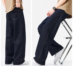 Men's Oversized Straight Fit Indigo Denim Jeans