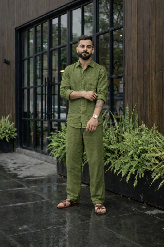 Rich Rover Linen Men's Co-ord Set - Green