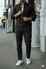 Top & Bottom Premium Soft Cotton Linen Cord Set