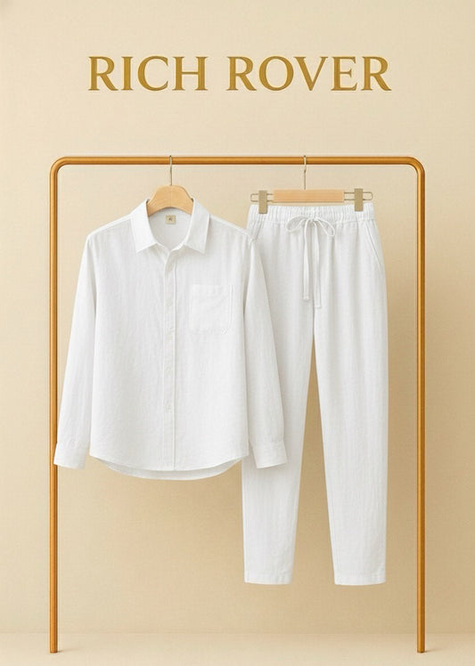 Premium Top & Bottom Soft Cotton Linen Cord Set