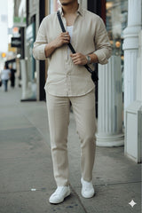 Top & Bottom Premium Soft Cotton Linen Cord Set